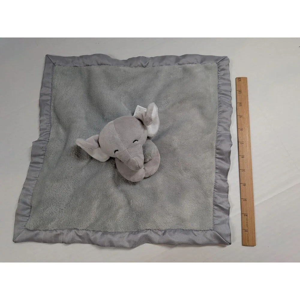 Carter’s Gray Elephant Security Blanket Plush Lovey Satin Trim 14” Baby Toy